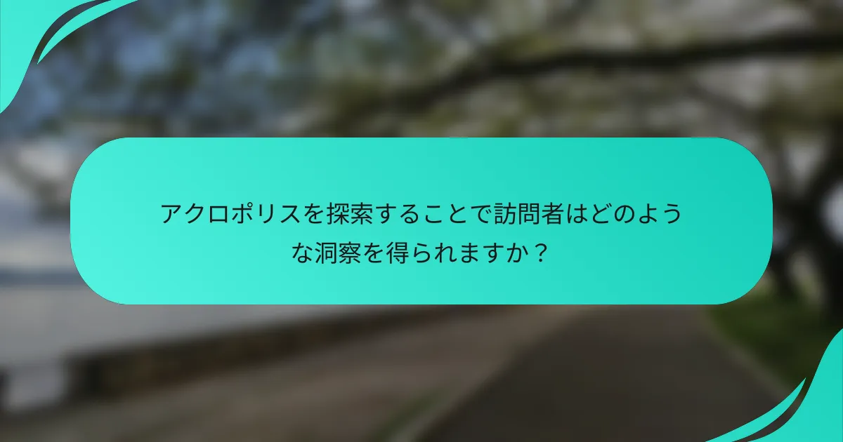 アクロポリスを探索することで訪問者はどのような洞察を得られますか？