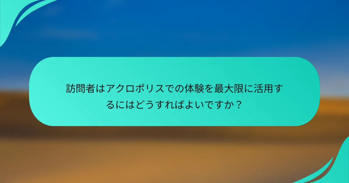 訪問者はアクロポリスでの体験を最大限に活用するにはどうすればよいですか？