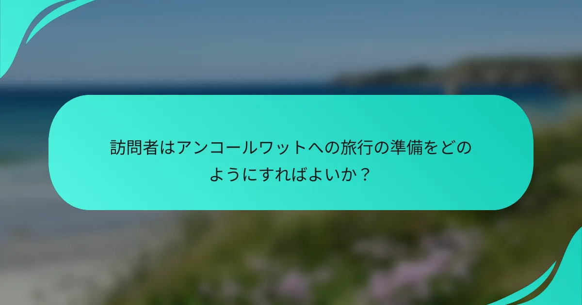 訪問者はアンコールワットへの旅行の準備をどのようにすればよいか？