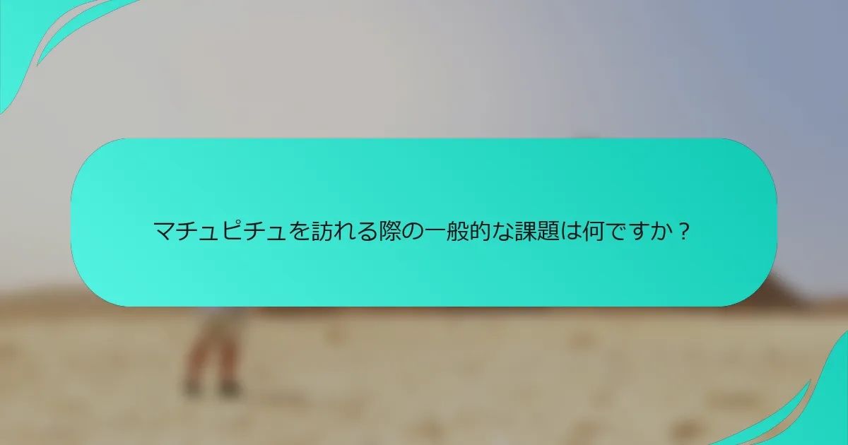 マチュピチュを訪れる際の一般的な課題は何ですか？