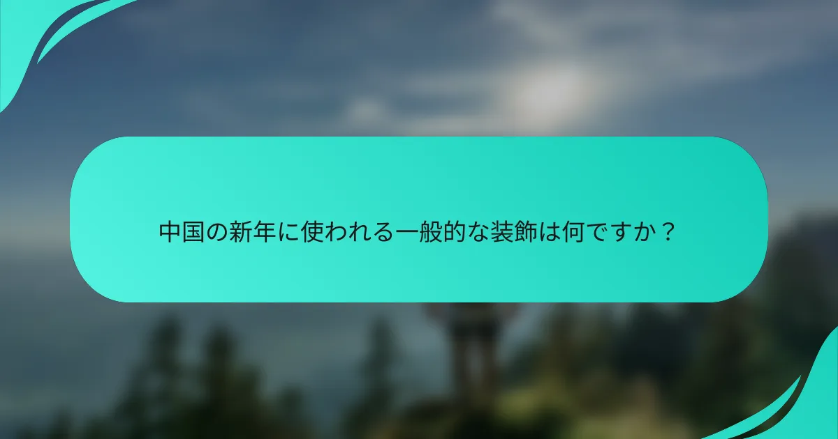 中国の新年に使われる一般的な装飾は何ですか？